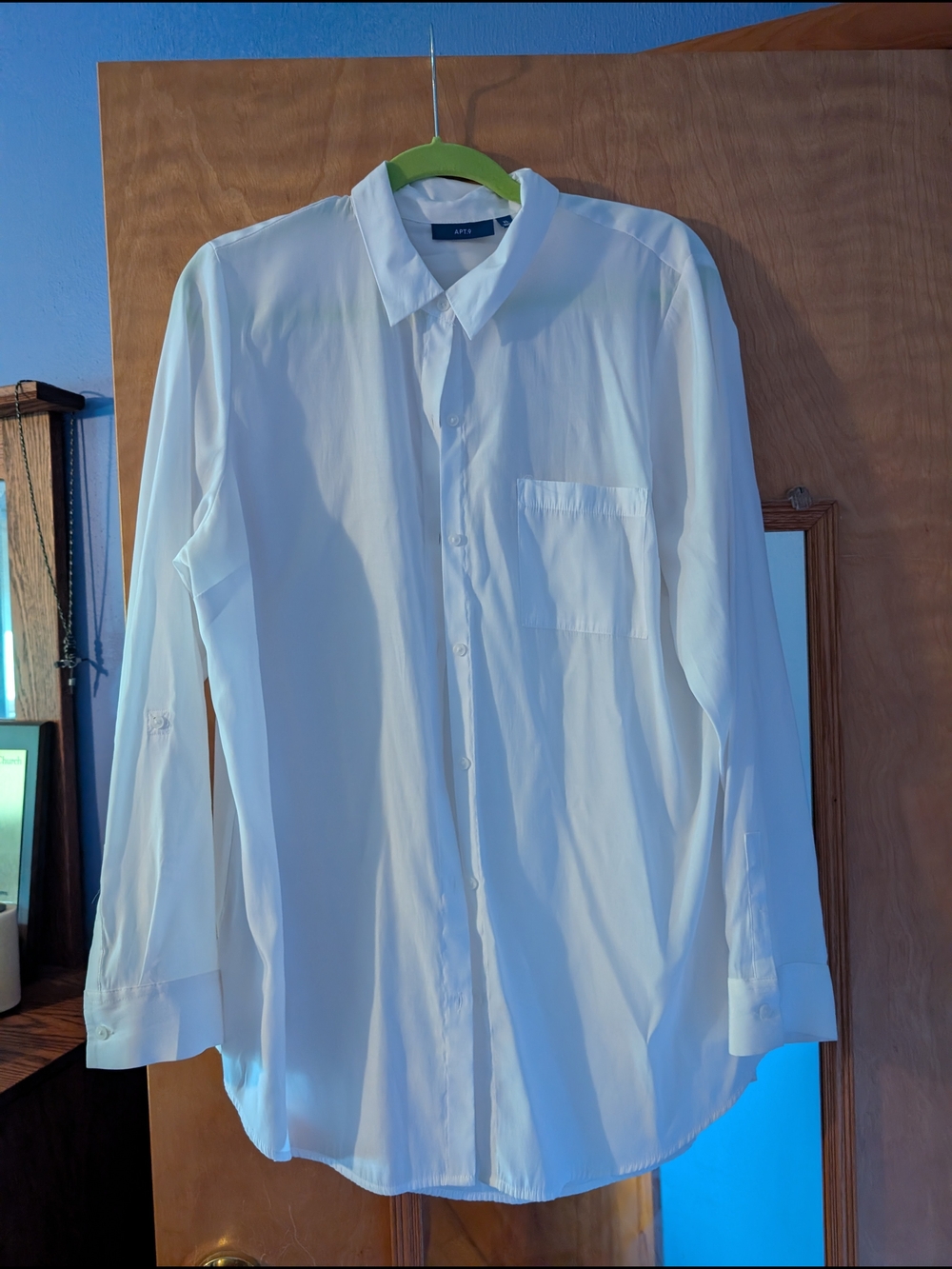 Women's Classic White Button-Up Shirt.